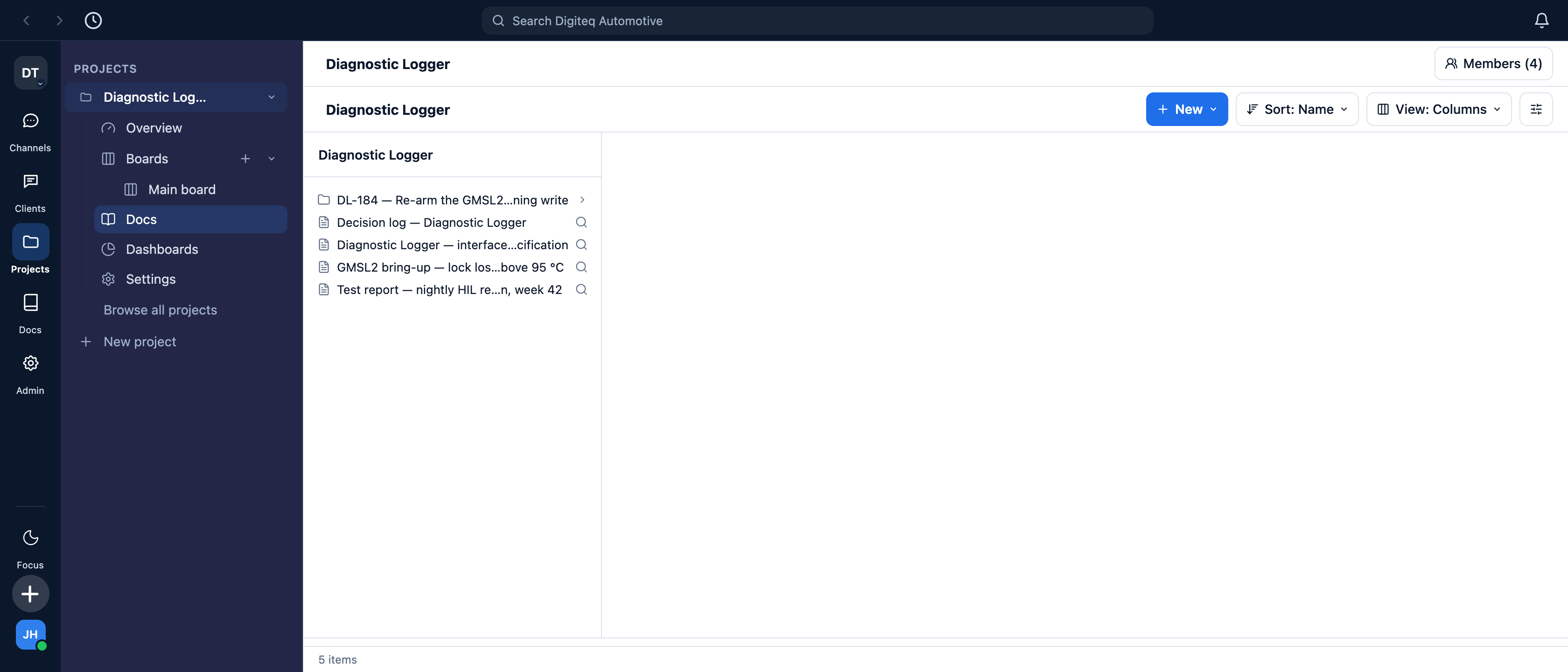 The project's documents
